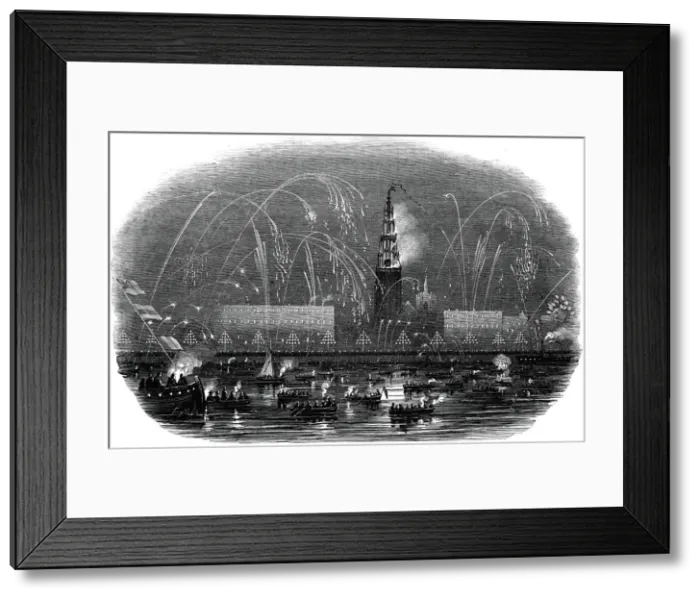 Framed Print : The Illumination of Antwerp, at Her Majestys Return, 1845. Creator: Unknown Framed Print : The Illumination of Antwerp, at Her Majestys Return, 1845. Creator: Unknown