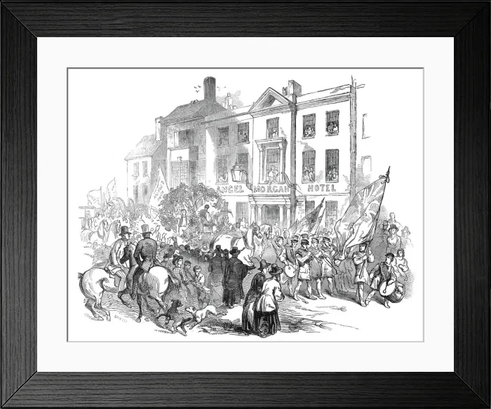 Framed Print : The Cymreigyddion Festival - the procession through Abergavenny, 1845. Creator: Smyth Framed Print : The Cymreigyddion Festival - the procession through Abergavenny, 1845. Creator: Smyth