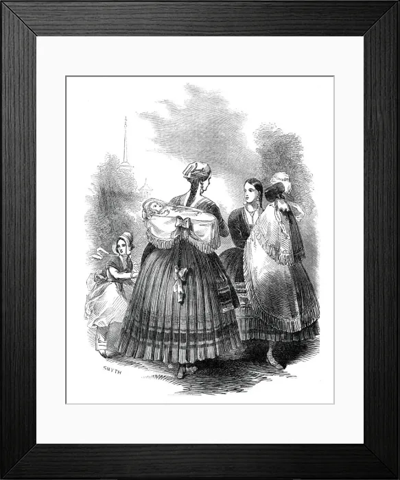 Framed Print : Spanish nurses, 1845. Creator: Smyth Framed Print : Spanish nurses, 1845. Creator: Smyth