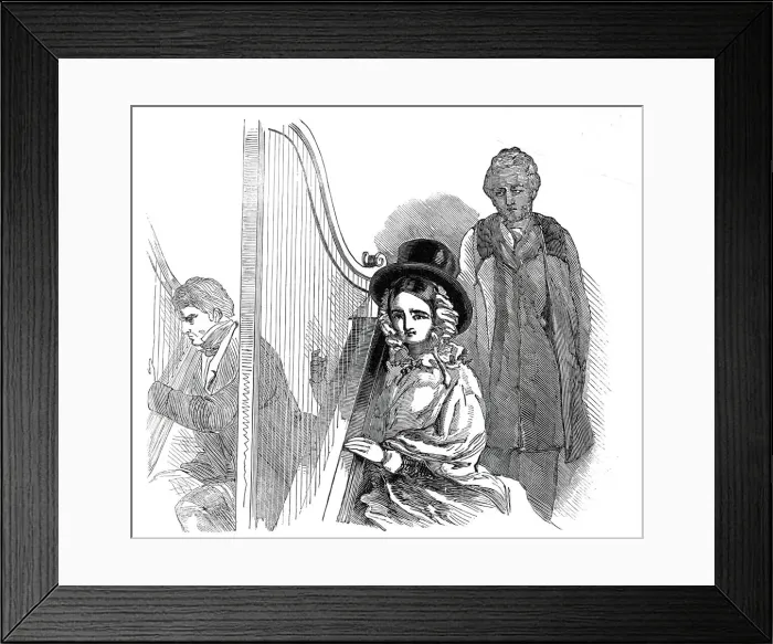Framed Print : The Cymreigyddion Festival - harpers, 1845. Creator: Unknown Framed Print : The Cymreigyddion Festival - harpers, 1845. Creator: Unknown