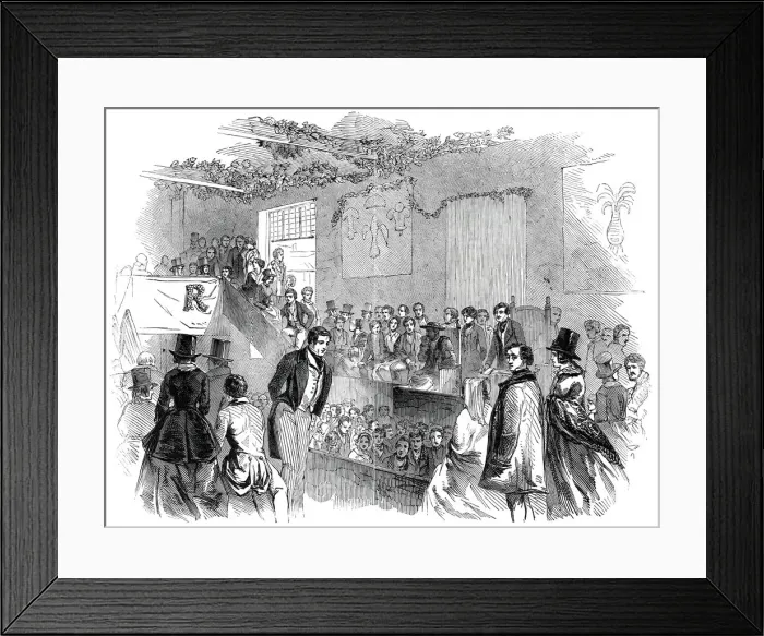 Framed Print : Interior of the Cymreigyddion Hall, Abergavenny, 1845. Creator: Unknown Framed Print : Interior of the Cymreigyddion Hall, Abergavenny, 1845. Creator: Unknown
