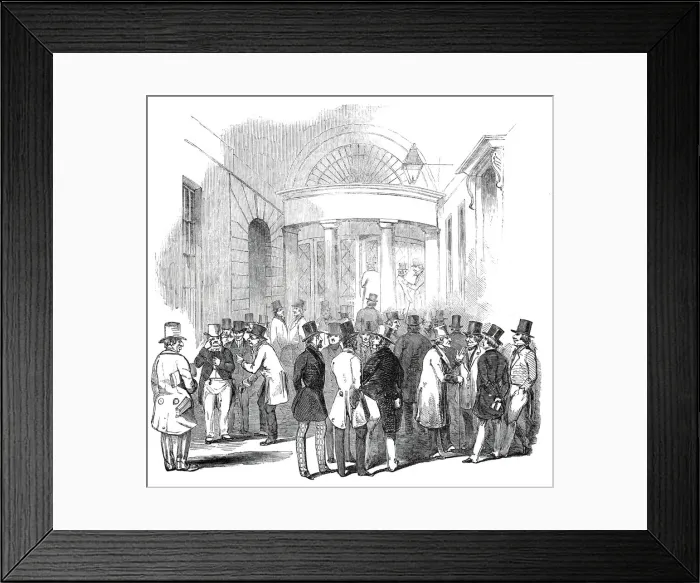 Framed Print : Capel Court - railway speculators, 1845. Creator: Unknown Framed Print : Capel Court - railway speculators, 1845. Creator: Unknown