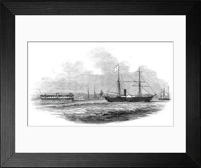 Framed Print : The Eclair steamer and The Lazarette'off Motherbank, 1845 Framed Print : The Eclair steamer and The Lazarette'off Motherbank, 1845