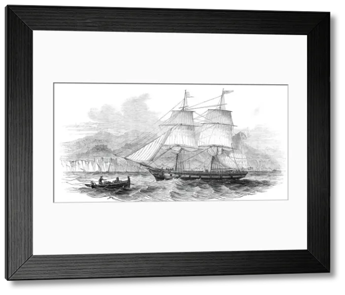Framed Print : The London and Madeira packet brig Dart, entering Funchal Roads, 1845 Framed Print : The London and Madeira packet brig Dart, entering Funchal Roads, 1845