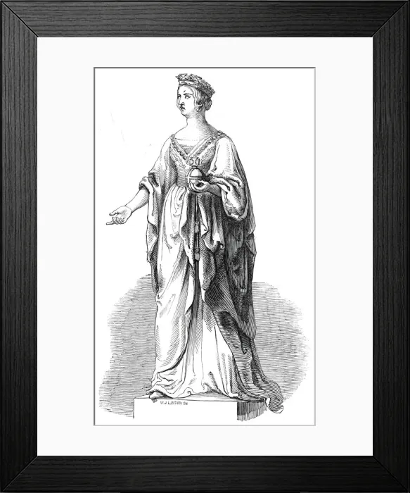 Framed Print : Marble statue of Her Majesty, in the Royal Exchange, 1845. Creator: W. J. Linton Framed Print : Marble statue of Her Majesty, in the Royal Exchange, 1845. Creator: W. J. Linton