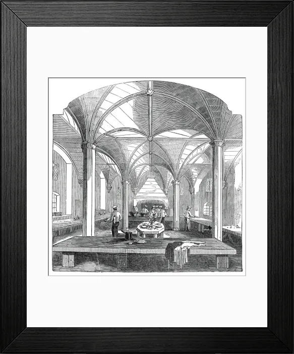 Framed Print : The kitchen of Lincolns Inn New Buildings, 1845. Creator: Unknown Framed Print : The kitchen of Lincolns Inn New Buildings, 1845. Creator: Unknown