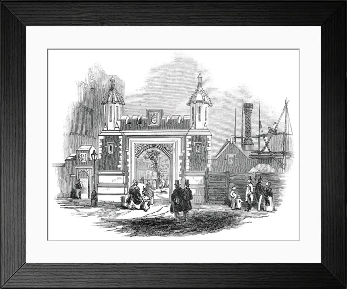 Framed Print : Entrance gateway, Lincolns Inn Fields, 1845. Creator: Unknown