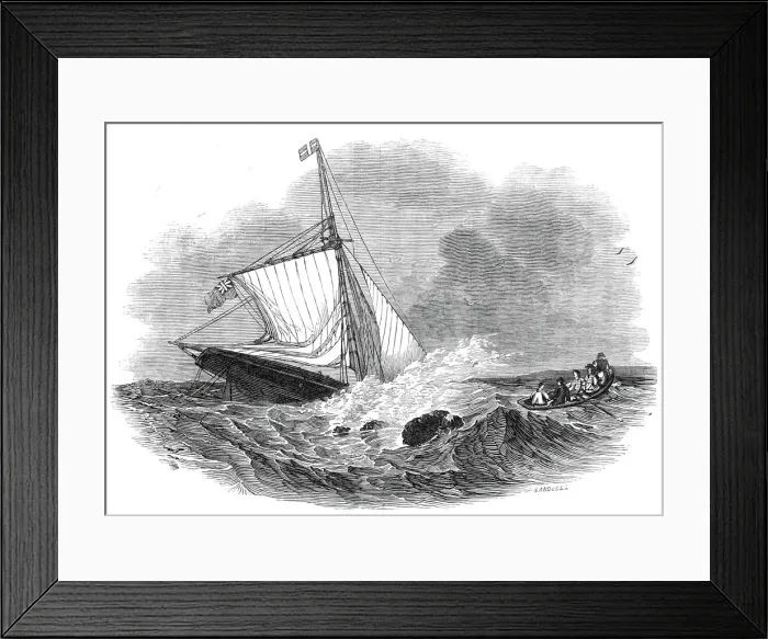Framed Print : Loss of the yacht Vectis, off Bognor, 1845. Creator: Ebenezer Landells Framed Print : Loss of the yacht Vectis, off Bognor, 1845. Creator: Ebenezer Landells