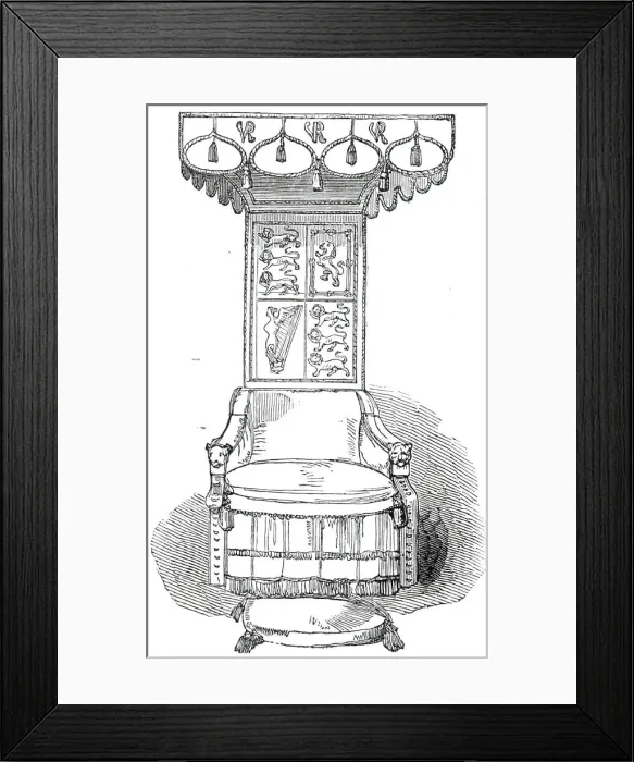 Framed Print : Her Majestys State Chair, Great Hall, Lincolns Inn New Buildings, 1845 Framed Print : Her Majestys State Chair, Great Hall, Lincolns Inn New Buildings, 1845