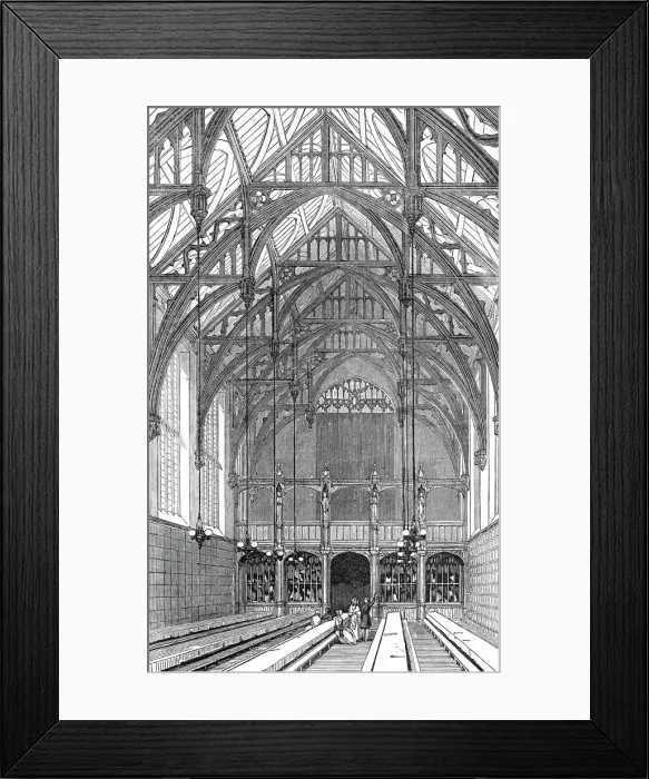 Framed Print : The Great Hall, south end, Lincolns Inn New Buildings, 1845. Creator: Unknown Framed Print : The Great Hall, south end, Lincolns Inn New Buildings, 1845. Creator: Unknown