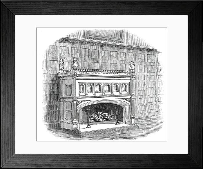 Framed Print : Drawing-room chimney piece, Lincolns Inn New Buildings, 1845. Creator: Unknown Framed Print : Drawing-room chimney piece, Lincolns Inn New Buildings, 1845. Creator: Unknown