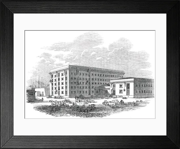 Framed Print : The new tea warehouses, London Docks, 1845. Creator: Unknown Framed Print : The new tea warehouses, London Docks, 1845. Creator: Unknown