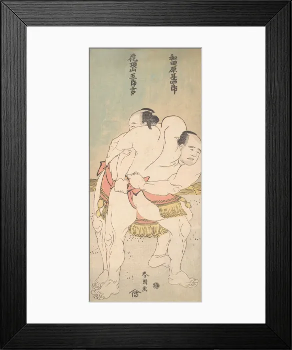 Framed Print : The Sumo Wrestlers Wadagahara Jinshiro and Kachozan Gorokichi, ca. 1783. Creator: Hokusai Framed Print : The Sumo Wrestlers Wadagahara Jinshiro and Kachozan Gorokichi, ca. 1783. Creator: Hokusai