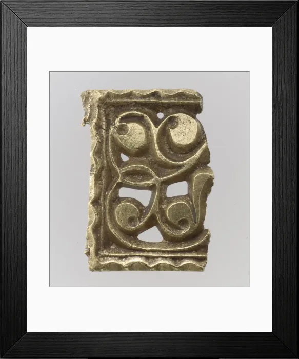 Framed Print : Fragment of a Gold Attachment Plate for a Buckle, Avar, 700s. Creator: Unknown Framed Print : Fragment of a Gold Attachment Plate for a Buckle, Avar, 700s. Creator: Unknown
