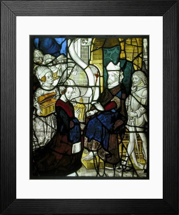 Framed Print : Glass Panel with Solomon Receiving The Queen of Sheba, Franco-Netherlandish Framed Print : Glass Panel with Solomon Receiving The Queen of Sheba, Franco-Netherlandish