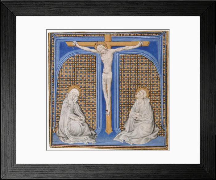 Framed Print : Manuscript Illumination with Crucifixion in an Initial T, from a Missal, French, ca. 1400 Framed Print : Manuscript Illumination with Crucifixion in an Initial T, from a Missal, French, ca. 1400