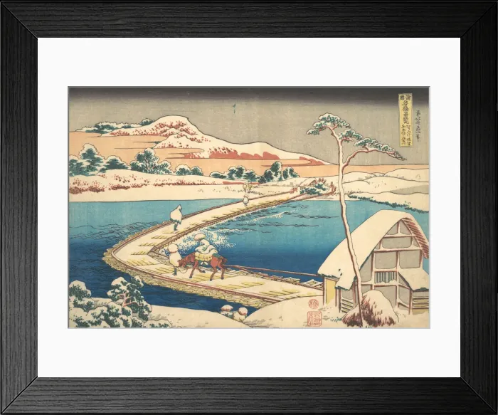 Framed Print : Old View of the Boat-bridge at Sano in Kozuke Province (Kozuke Sano funabashi no kozu) Framed Print : Old View of the Boat-bridge at Sano in Kozuke Province (Kozuke Sano funabashi no kozu)