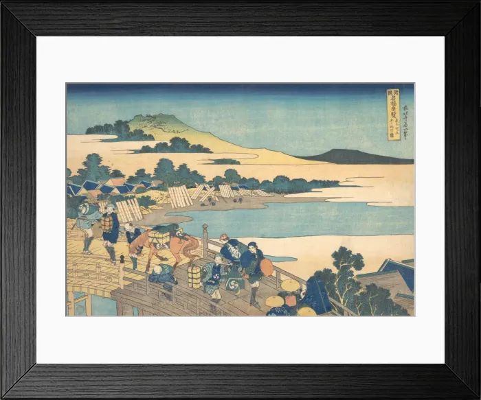 Framed Print : Fukui Bridge in Echizen Province (Echizen Fukui no hashi), from the series Remarkable V Framed Print : Fukui Bridge in Echizen Province (Echizen Fukui no hashi), from the series Remarkable V