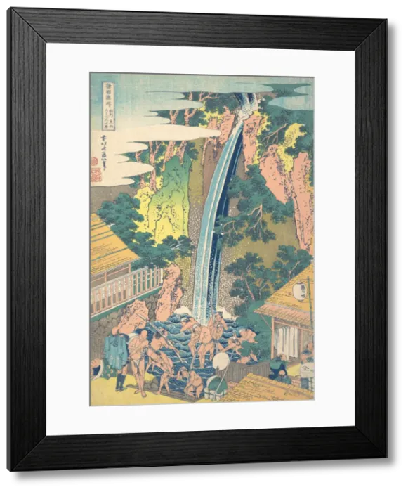 Framed Print : Roben Waterfall at Oyama in Sagami Province (Soshu Oyama Roben no taki), from the seri Framed Print : Roben Waterfall at Oyama in Sagami Province (Soshu Oyama Roben no taki), from the seri