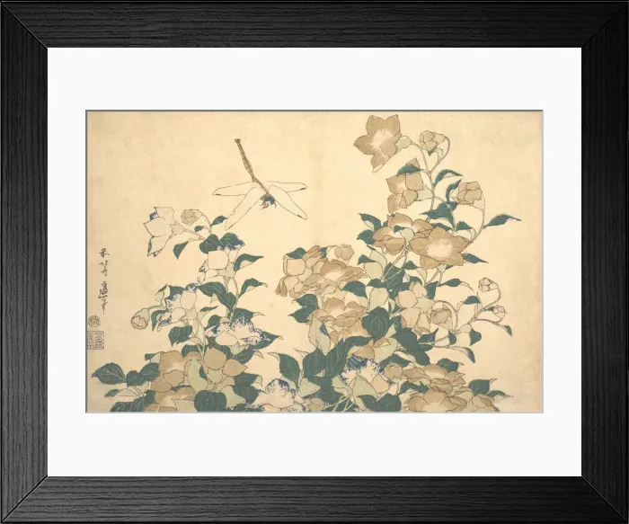 Framed Print : Dragonfly and Bellflower, late 1820s. Creator: Hokusai Framed Print : Dragonfly and Bellflower, late 1820s. Creator: Hokusai