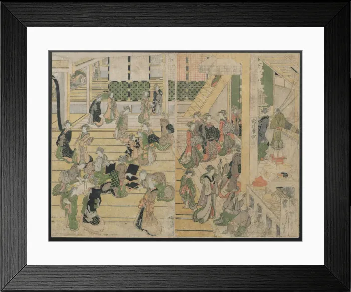 Framed Print : New Years Day at the Ogiya Seiro, ca. 1804. Creator: Hokusai Framed Print : New Years Day at the Ogiya Seiro, ca. 1804. Creator: Hokusai