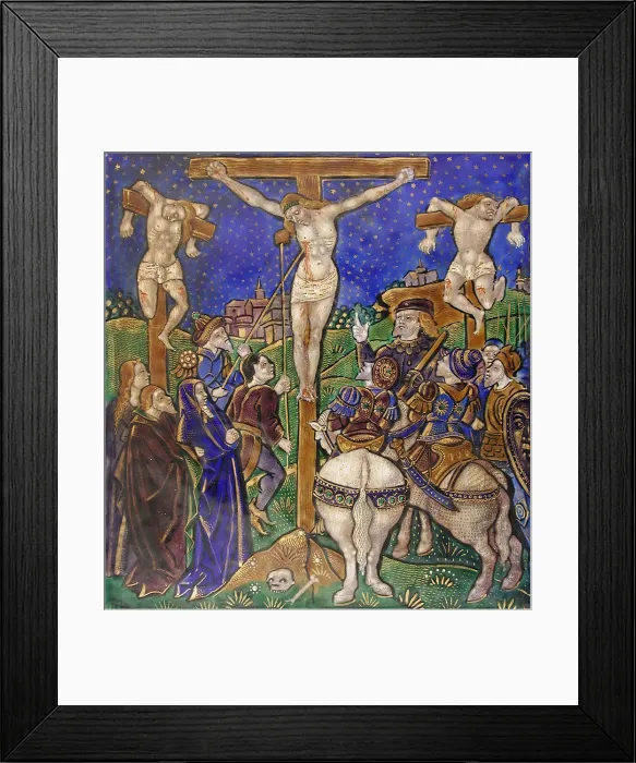Framed Print : Triptych Panel with the Crucifixion, French, early 16th century. Creator: Unknown Framed Print : Triptych Panel with the Crucifixion, French, early 16th century. Creator: Unknown