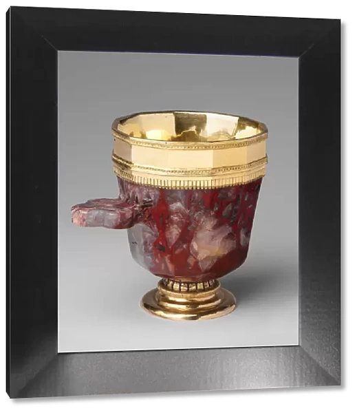 Jasper Cup with Gilded-Silver Mounts, Bohemian, ca. 1350-80. Creator: Unknown