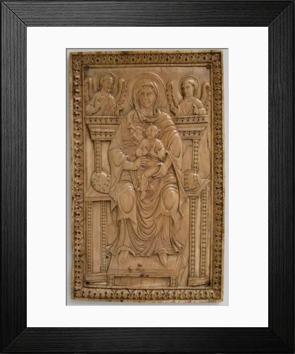 Framed Print : Plaque with Enthroned Virgin and Child, Carolingian, 850-875. Creator: Unknown Framed Print : Plaque with Enthroned Virgin and Child, Carolingian, 850-875. Creator: Unknown
