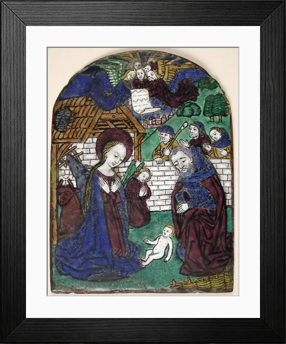 Framed Print : Plaque with Adoration of the Shephards, French, 15th century. Creator: Unknown Framed Print : Plaque with Adoration of the Shephards, French, 15th century. Creator: Unknown