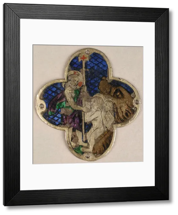 Framed Print : Plaque with Christ with Adam and Eve in Limbo, Catalan, 14th century. Creator: Unknown Framed Print : Plaque with Christ with Adam and Eve in Limbo, Catalan, 14th century. Creator: Unknown