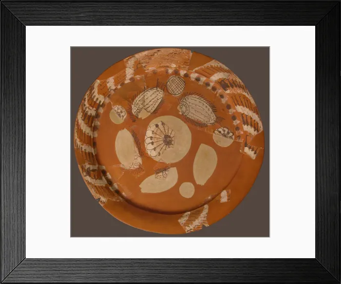 Framed Print : Fragmentary Platter with Fish and Rosettes, Coptic, 500-700, modern restoration Framed Print : Fragmentary Platter with Fish and Rosettes, Coptic, 500-700, modern restoration