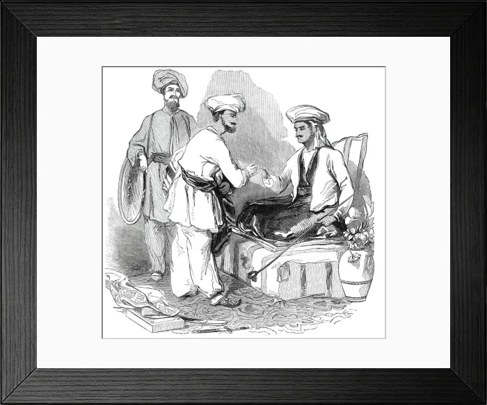Framed Print : Bokhara chief giving audience, 1844. Creator: Unknown Framed Print : Bokhara chief giving audience, 1844. Creator: Unknown