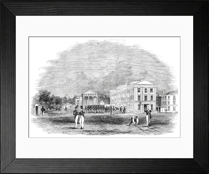 Framed Print : The Wellington Barracks, St Jamess Park, 1844. Creator: Unknown Framed Print : The Wellington Barracks, St Jamess Park, 1844. Creator: Unknown