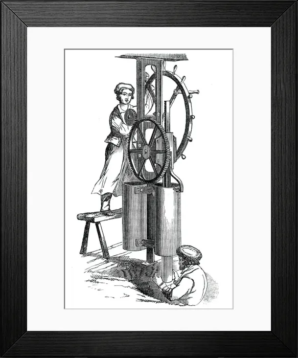 Framed Print : Pipe tile machine, 1844. Creator: Unknown Framed Print : Pipe tile machine, 1844. Creator: Unknown