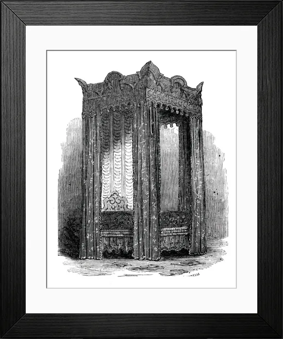Framed Print : Queen Elizabeths State Bed, 1844. Creator: Unknown Framed Print : Queen Elizabeths State Bed, 1844. Creator: Unknown