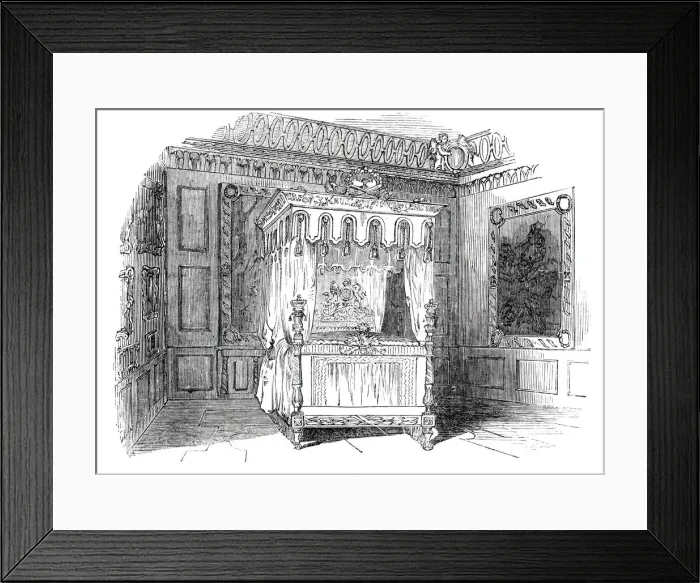 Framed Print : Her Majestys State Bed, Burghley, 1844. Creator: Unknown Framed Print : Her Majestys State Bed, Burghley, 1844. Creator: Unknown