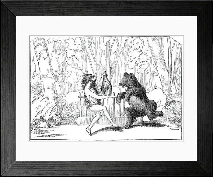Framed Print : Scene from Valentine and Orson, at the Lyceum Theatre, 1844. Creator: Unknown Framed Print : Scene from Valentine and Orson, at the Lyceum Theatre, 1844. Creator: Unknown