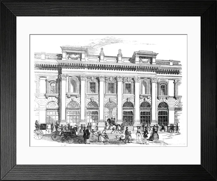 Framed Print : The new Royal Exchange - the north entrance, 1844. Creator: Unknown