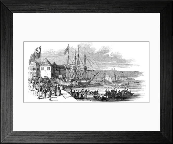 Framed Print : Her Majesty landing at Cowes, Isle of Wight, 1844. Creator: Unknown Framed Print : Her Majesty landing at Cowes, Isle of Wight, 1844. Creator: Unknown