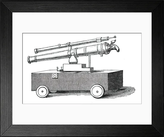 Framed Print : Novel experiments in warfare - non-recoil gun, 1844. Creator: Unknown Framed Print : Novel experiments in warfare - non-recoil gun, 1844. Creator: Unknown