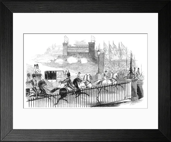 Framed Print : Her Majesty passing The Castle, Northampton, 1844. Creator: Unknown Framed Print : Her Majesty passing The Castle, Northampton, 1844. Creator: Unknown