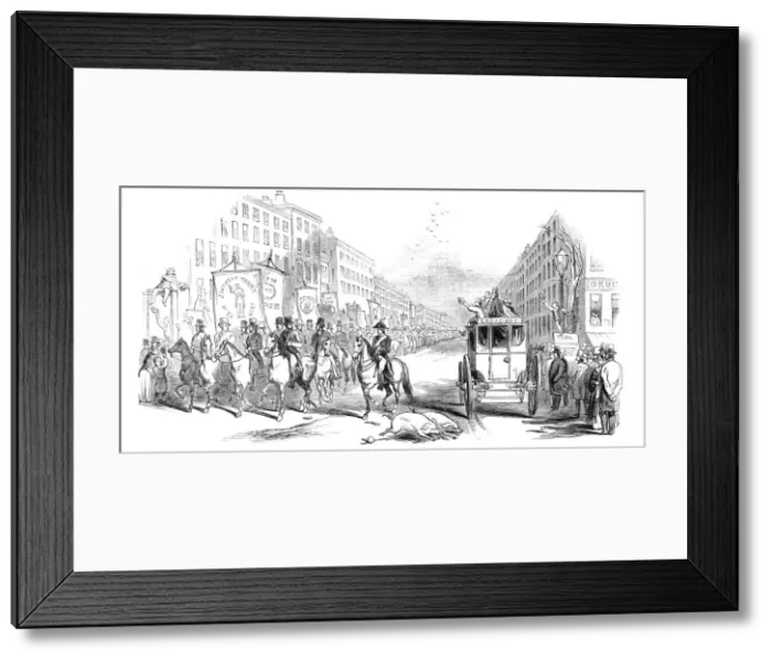 Framed Print : Great Whig Procession, at New York, 1844. Creator: J. Kobb Framed Print : Great Whig Procession, at New York, 1844. Creator: J. Kobb