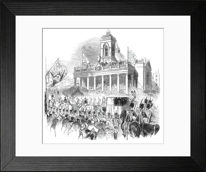 Framed Print : Her Majesty passing the Market-Place, Northampton, 1844. Creator: Unknown Framed Print : Her Majesty passing the Market-Place, Northampton, 1844. Creator: Unknown