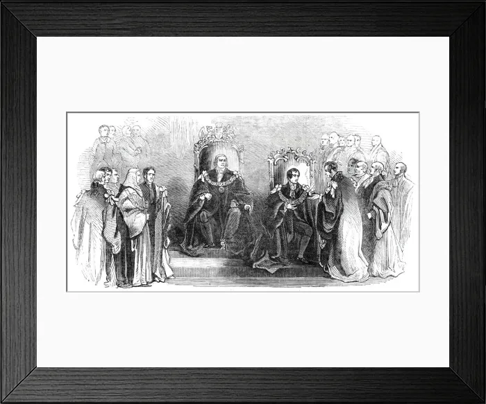 Framed Print : Ceremony of inducting the new Lord Mayor into his office, 1844. Creator: Unknown Framed Print : Ceremony of inducting the new Lord Mayor into his office, 1844. Creator: Unknown