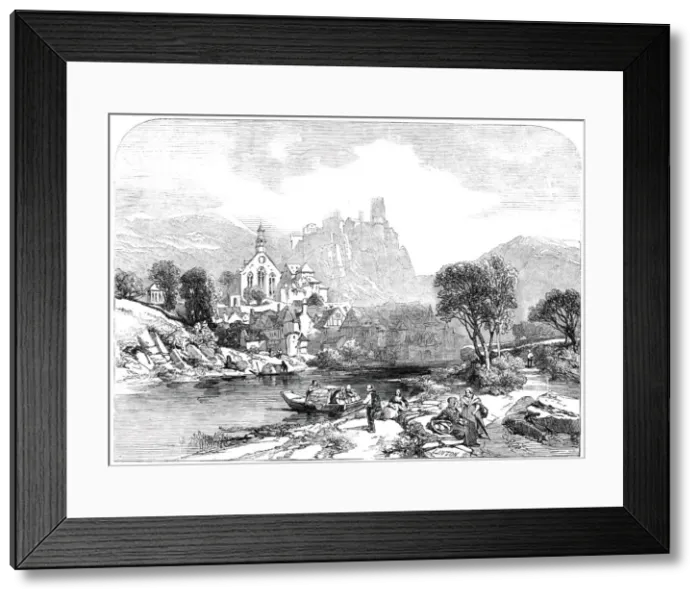 Framed Print : Beilstein on the Moselle - by J. D. Harding - from the new water colour exhibition, 1845 Framed Print : Beilstein on the Moselle - by J. D. Harding - from the new water colour exhibition, 1845