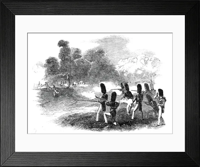 Framed Print : The Review - a skirmishing party, 1845. Creator: Unknown Framed Print : The Review - a skirmishing party, 1845. Creator: Unknown