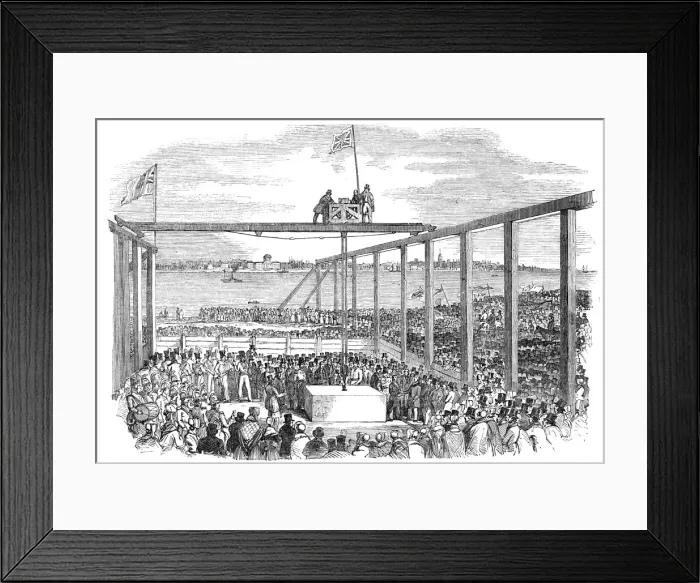 Framed Print : Ceremony of laying the first stone of the Birkenhead Docks, 1844. Creator: Unknown Framed Print : Ceremony of laying the first stone of the Birkenhead Docks, 1844. Creator: Unknown