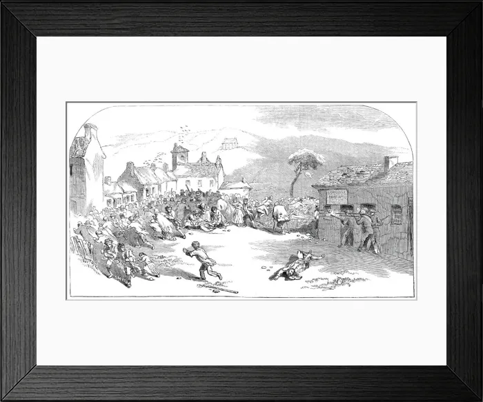 Framed Print : The conflict at Ballinhassig - sketched by Mr. Mahony, Cork, 1845. Creator: Smyth Framed Print : The conflict at Ballinhassig - sketched by Mr. Mahony, Cork, 1845. Creator: Smyth
