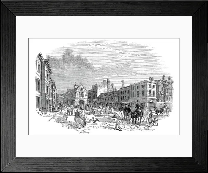 Framed Print : The market-place, Shrewsbury, 1845. Creator: Smyth Framed Print : The market-place, Shrewsbury, 1845. Creator: Smyth