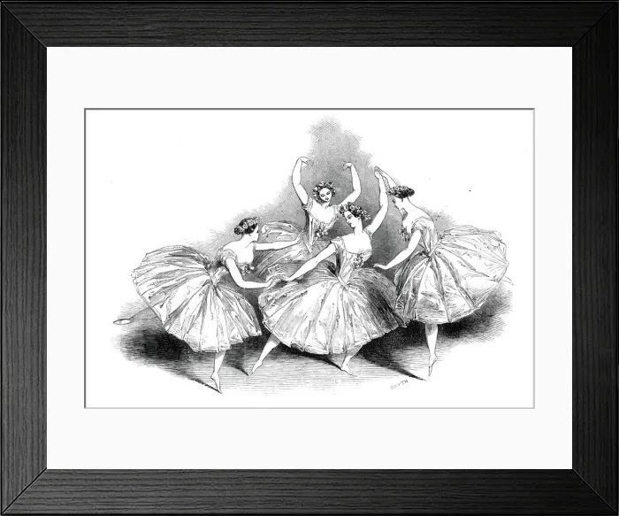 Framed Print : New pas de quatre... at Her Majestys Theatre, 1845. Creator: Unknown Framed Print : New pas de quatre... at Her Majestys Theatre, 1845. Creator: Unknown